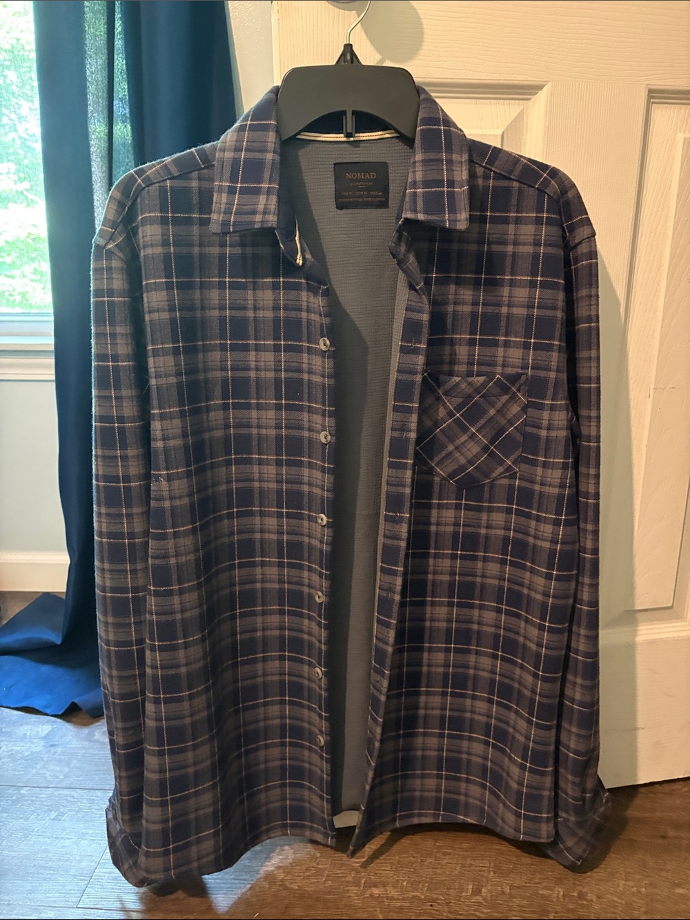Nomad Navy and Gray Plaid Button-Up Shirt